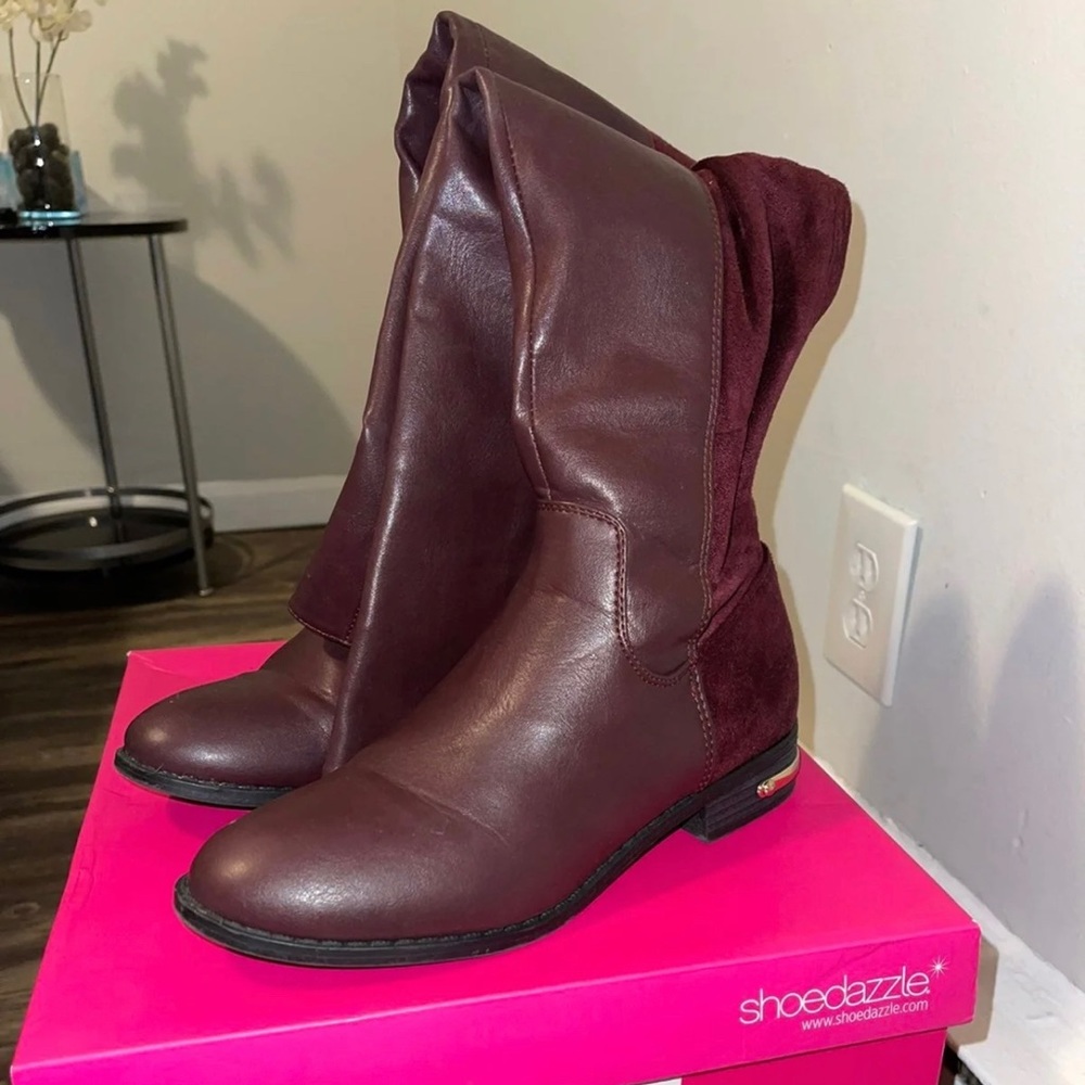 Burgundy Over the Knee Riding Boots
